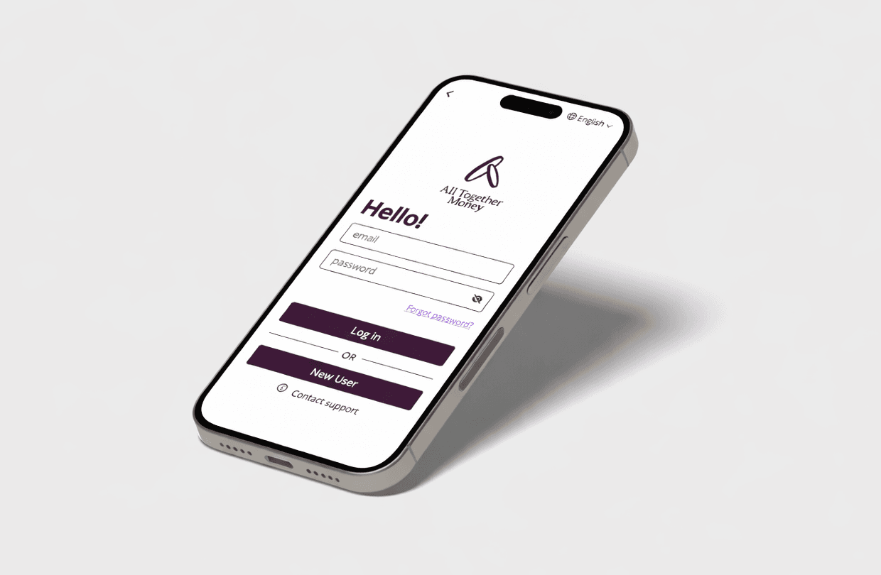Phone Mockup of the AllTogetherMoney App
